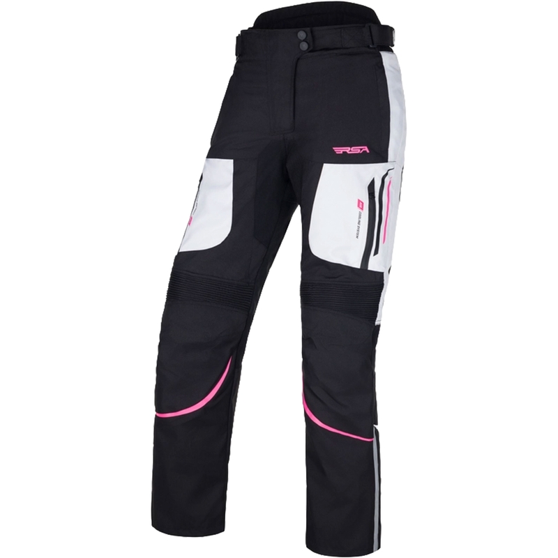 Pantaloni moto pentru femei RSA Wasp Negru, roz i alb pentru motociclete
