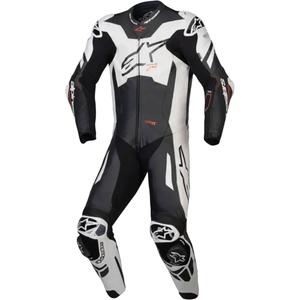 Costum de piele Alpinestars GP Plus V4 Sprint, compatibil cu Tech-air, negru-alb-roșu fluo