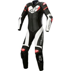 Costum motocicletă Alpinestars STELLA GP PLUS 2 pentru femei, din piele, negru-alb-roșu fluo