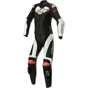Costum de motocicletă din piele din două piese Alpinestars STELLA GP PLUS 2 negru-alb-roșu