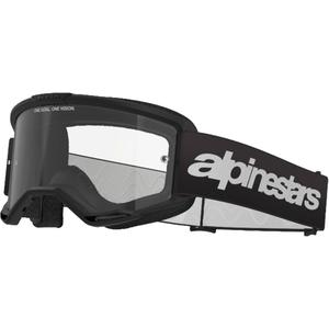 Ochelari de motocross Alpinestars Vision 3 Wordmark negri cu plexiglas transparent