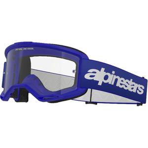 Ochelari de protecție Alpinestars Vision 3 Wordmark albaștri de motocross cu plexiglas transparent