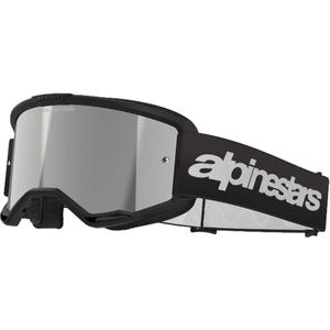 Ochelari de motocross Alpinestars Vision 3 Wordmark negri cu plexiglas argintiu oglinda