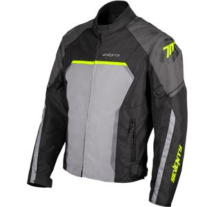 Geacă motociclistă Seventy Degrees SD-JR65 Piston negru-gri-galben fluo