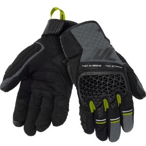 Mănuși de motocicletă Seventy Degrees SD-N60 Two Stroke, negru-gri-galben fluo