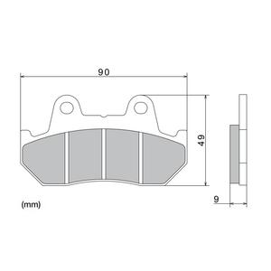 Plăcuțe de frână NISSIN semi-metalice 90x49x9 mm 2 buc