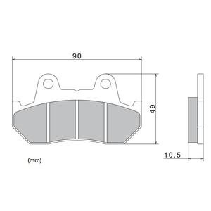 Plăcuțe de frână NISSIN semi-metalice 90x49x10.5 mm 2 buc