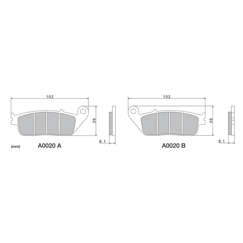 Plăcuțe de frână NISSIN semi-metalice 102x39x8.1 mm 2 buc