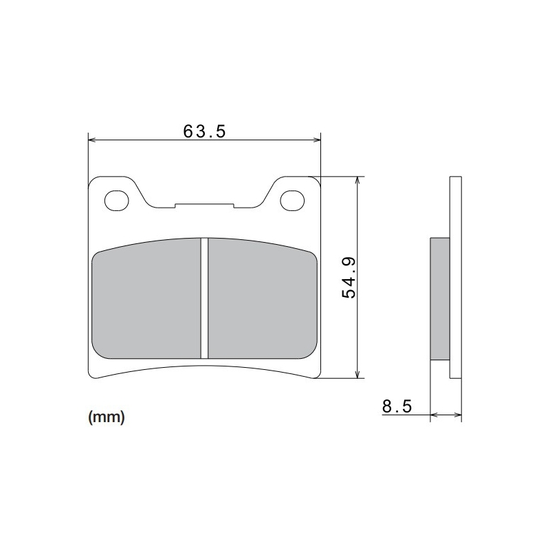 Plăcuțe de frână NISSIN semi-metalice 63.5x54.9x8.5 mm 2 buc