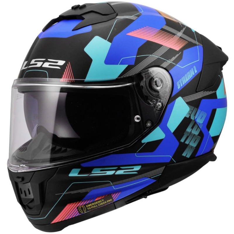 Cască integrală pentru motocicletă LS2 FF808 Stream II Mika negru mat-albastru