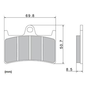 Plăcuțe de frână NISSIN semi-metalice 69.8x50.7x8.5 mm 2 buc