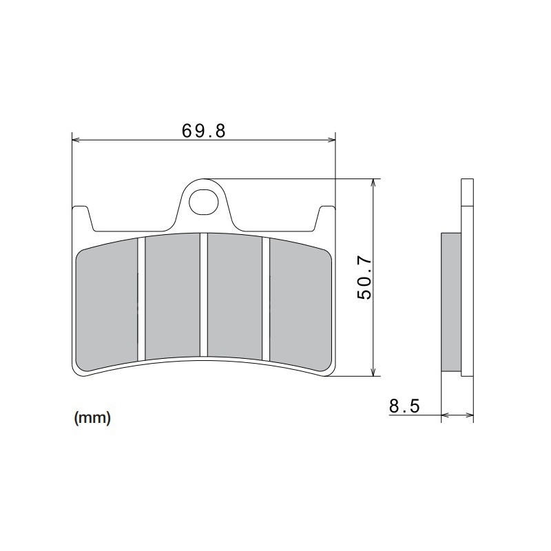 Plăcuțe de frână NISSIN semi-metalice 69.8x50.7x8.5 mm 2 buc