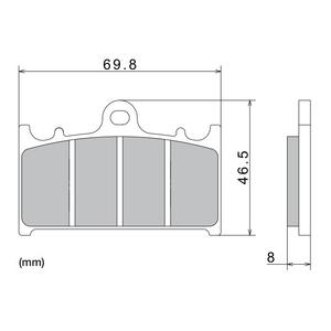 Plăcuțe de frână NISSIN semi-metalice 69.8x46.5x8 mm 2 buc