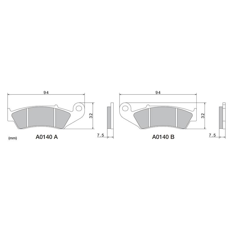 Plăcuțe de frână NISSIN semi-metalice 94x32x7.5 mm 2 buc