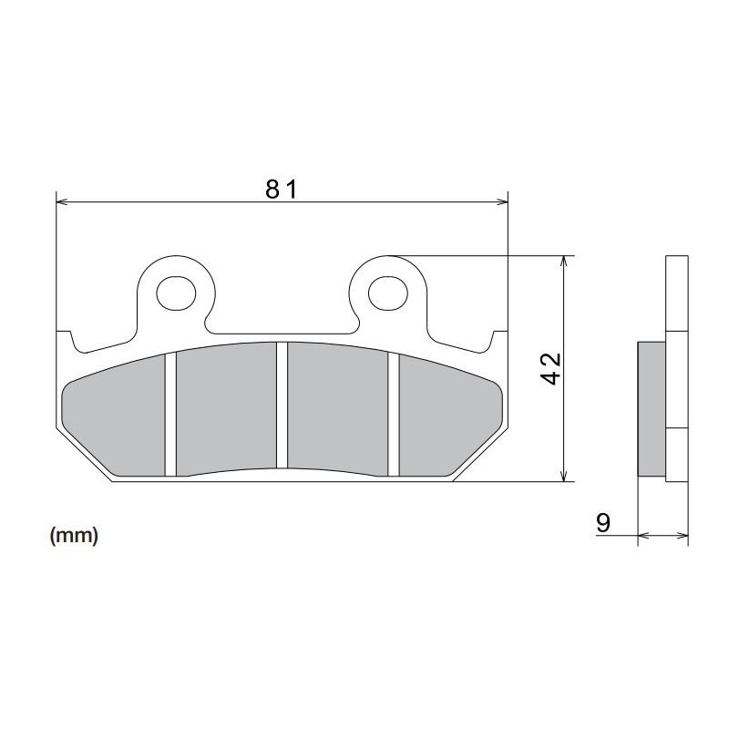 Plăcuțe de frână NISSIN semi-metalice 81x42x9 mm 2 buc