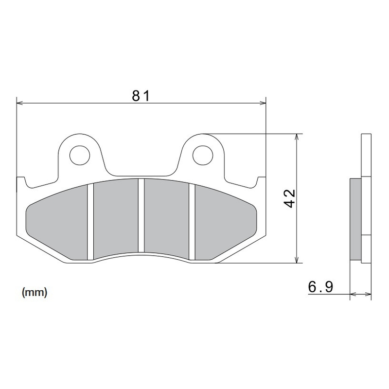 Plăcuțe de frână NISSIN semi-metalice 81x42x6.9 mm 2 buc