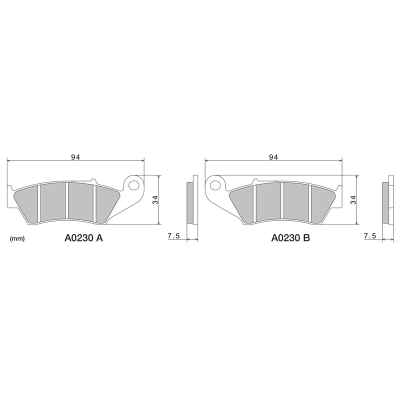 Plăcuțe de frână NISSIN semi-metalice 94x34x7.5 mm 2 buc