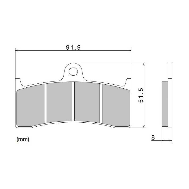 Plăcuțe de frână NISSIN semi-metalice 91.9x51.5x8 mm 2 buc