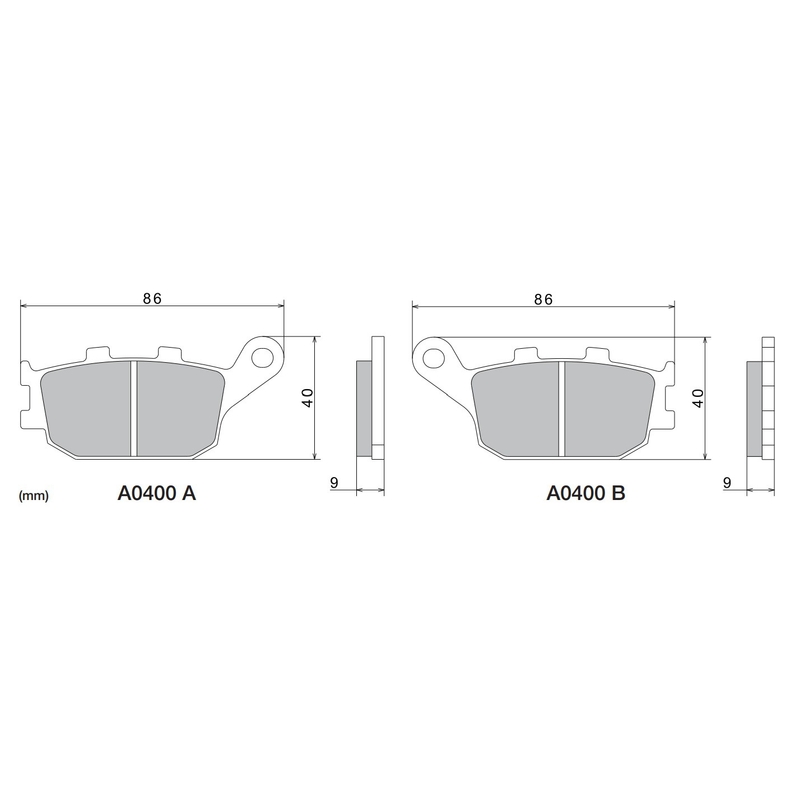 Plăcuțe de frână NISSIN semi-metalice 86x40x9 mm 2 buc
