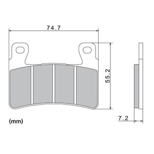 Plăcuțe de frână NISSIN semi-metalice 74.7x55.2x7.2 mm 2 buc