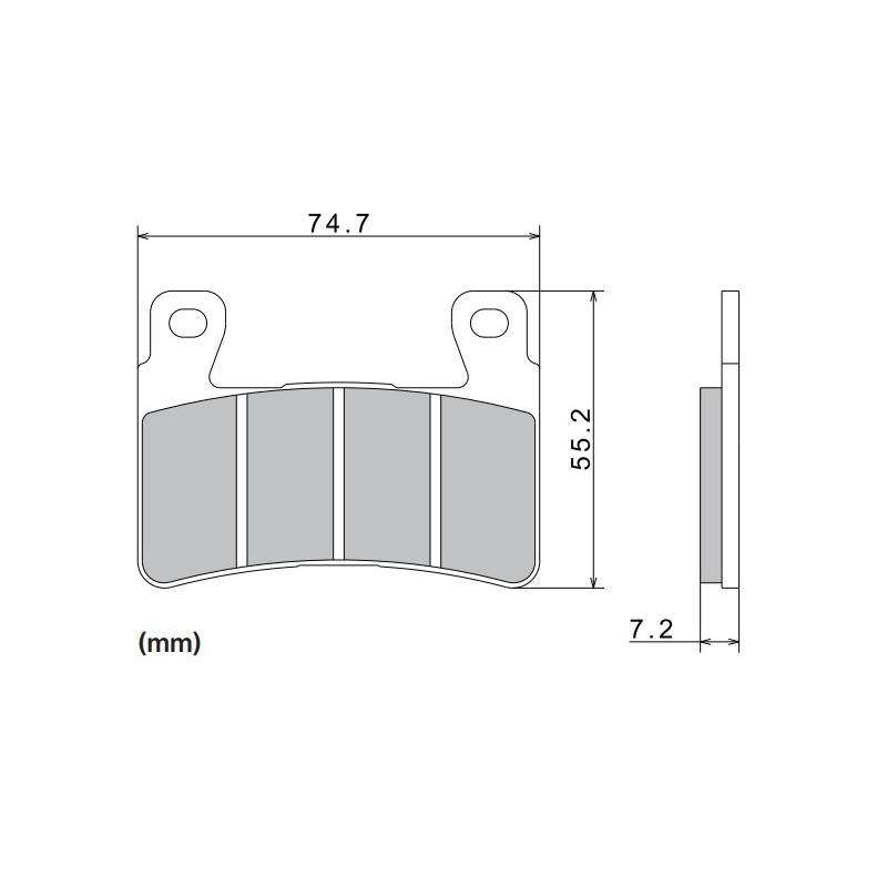 Plăcuțe de frână NISSIN semi-metalice 74.7x55.2x7.2 mm 2 buc