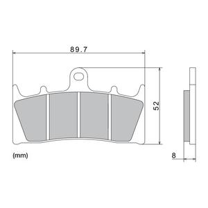 Plăcuțe de frână NISSIN semi-metalice 89.7x52x8 mm 2 buc