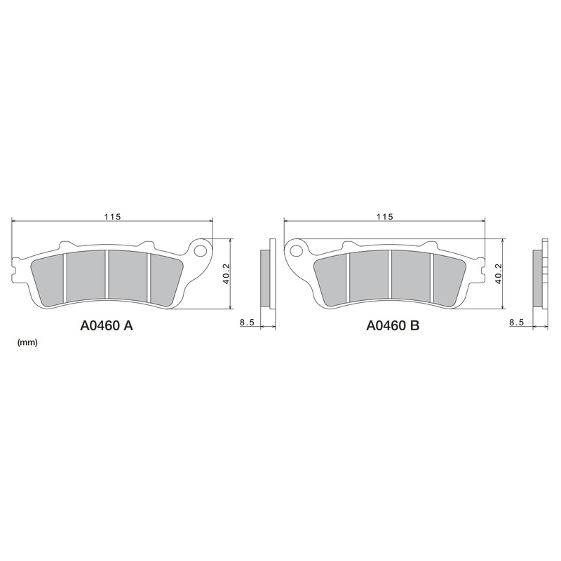 Plăcuțe de frână NISSIN semi-metalice 115x40.2x8.5 mm 2 buc