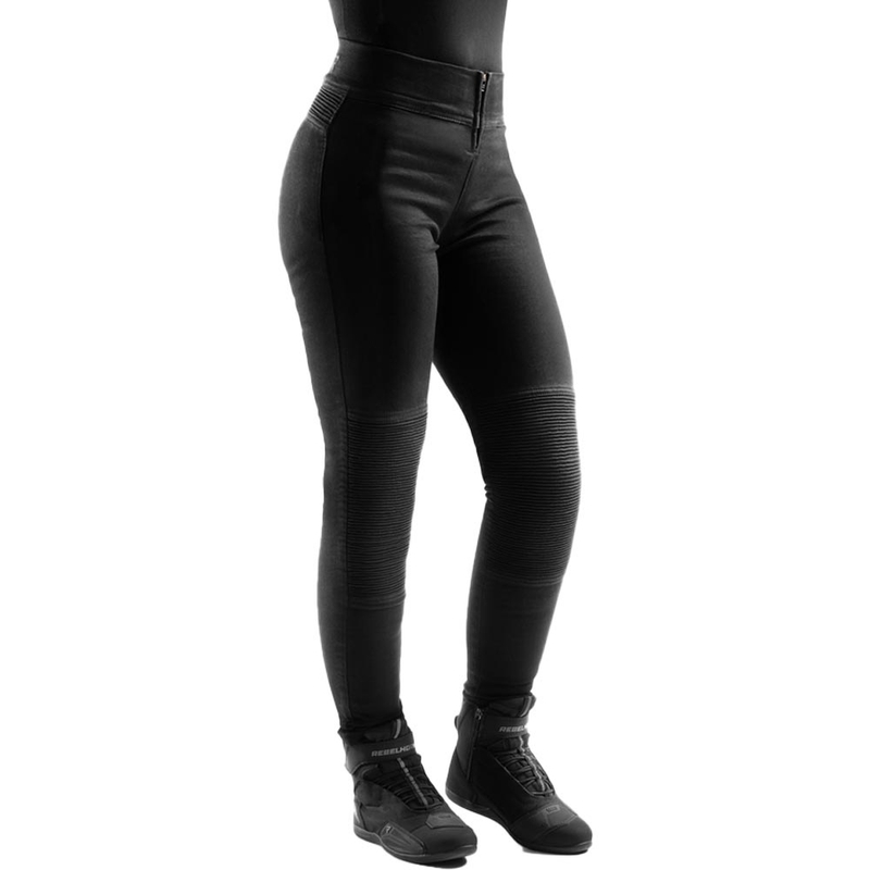 Colanți motocicliști crop pentru femei Rebelhorn Chica negri