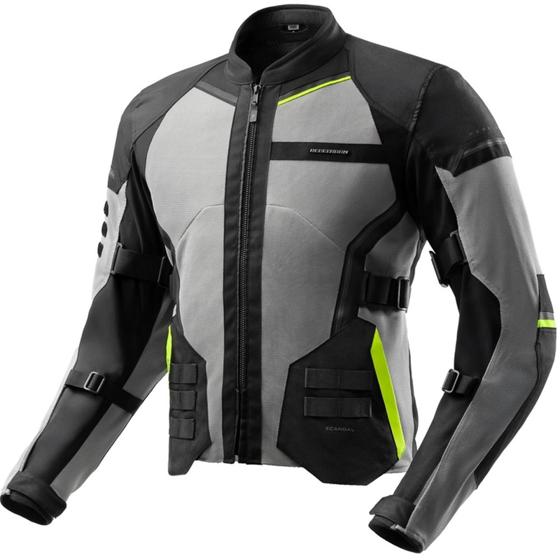 Geacă de motocicletă Rebelhorn Scandal 3 negru-gri-galben fluo