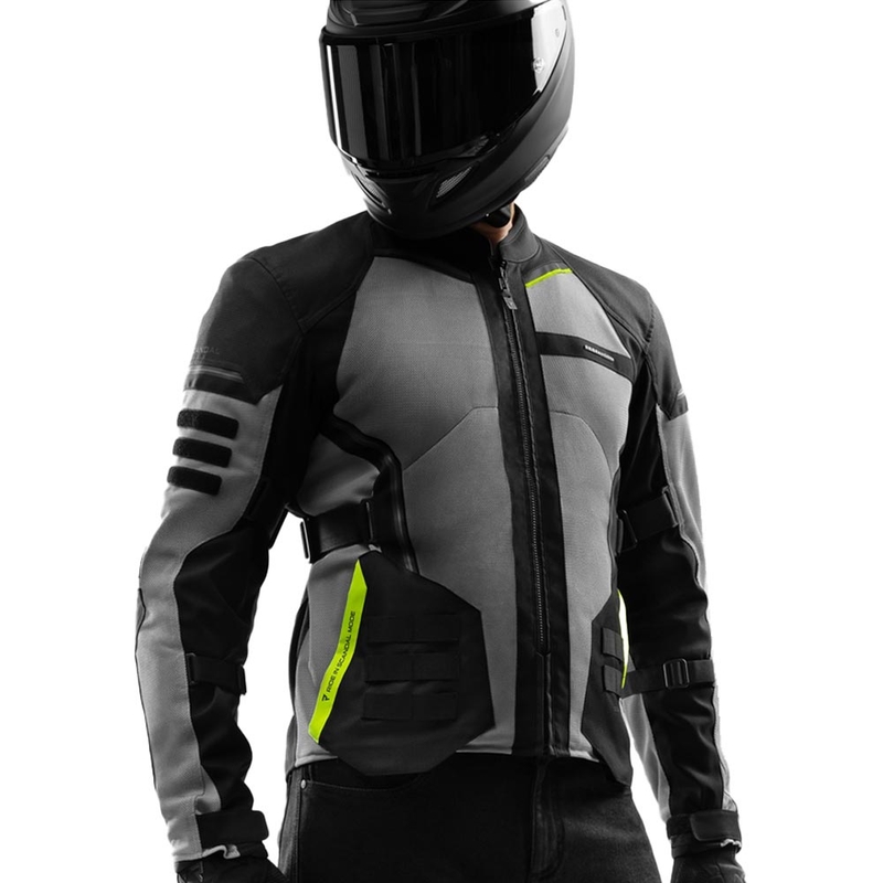 Geacă de motocicletă Rebelhorn Scandal 3 negru-gri-galben fluo