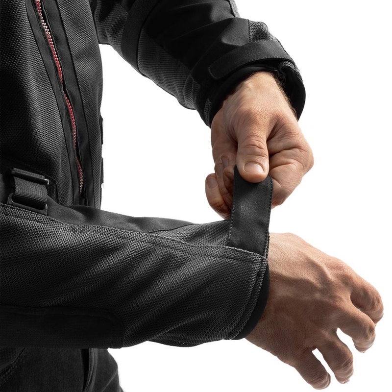 Geacă de motocicletă Rebelhorn Scandal 3 gri închis-negru-roșu