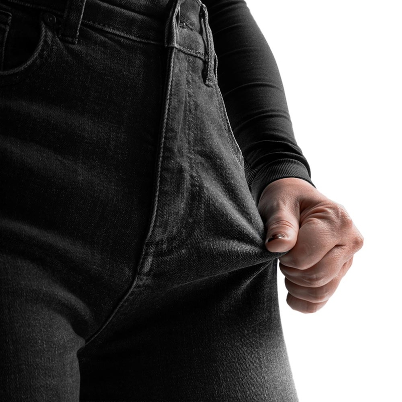 Blugi motociclisți pentru femei Rebelhorn Classic Monolayer negri spălați