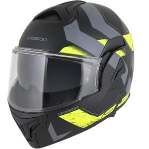 Cască de motocicletă Cassida MultiFlip Korp flip-up negru mat-galben fluo-gri