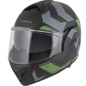 Cască de motocicletă Cassida MultiFlip Korp flip-up, negru mat-verde-gri