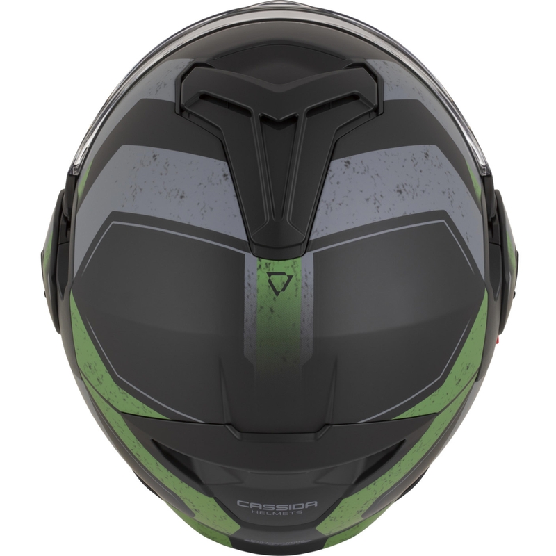 Cască de motocicletă Cassida MultiFlip Korp flip-up, negru mat-verde-gri