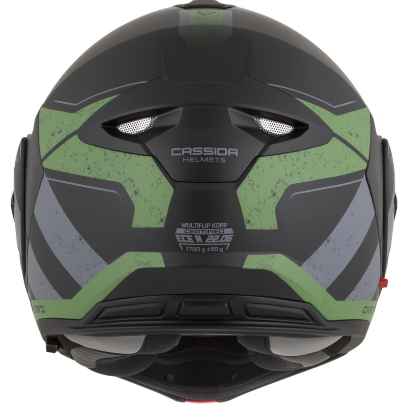 Cască de motocicletă Cassida MultiFlip Korp flip-up, negru mat-verde-gri