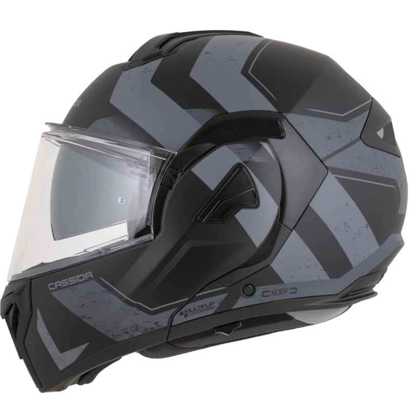 Cască de motocicletă Cassida MultiFlip Korp flip-up negru mat-gri închis-gri