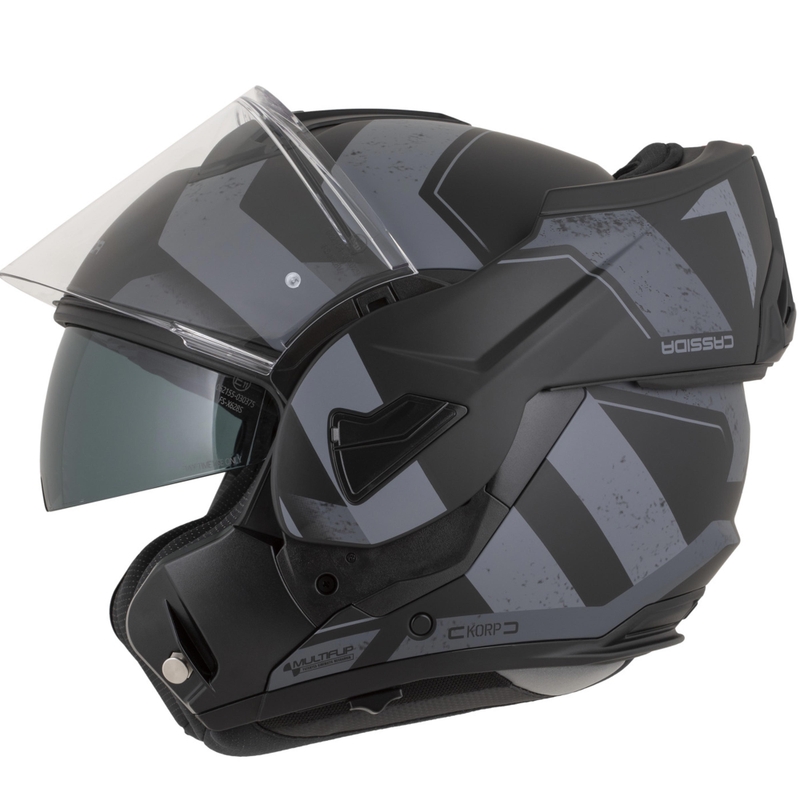Cască de motocicletă Cassida MultiFlip Korp flip-up negru mat-gri închis-gri