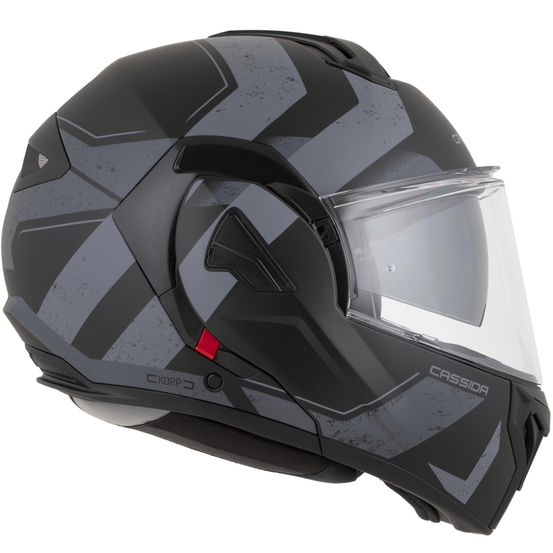 Cască de motocicletă Cassida MultiFlip Korp flip-up negru mat-gri închis-gri