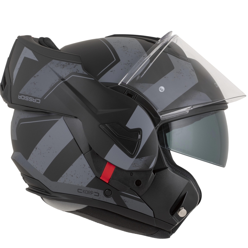 Cască de motocicletă Cassida MultiFlip Korp flip-up negru mat-gri închis-gri