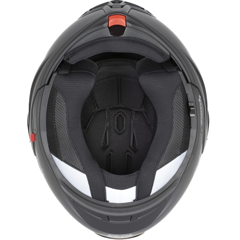 Cască de motocicletă Cassida MultiFlip Korp flip-up negru mat-roșu-gri