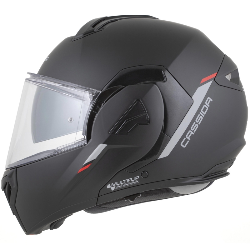 Cască de motocicletă Cassida MultiFlip Korp flip-up negru mat-roșu-gri