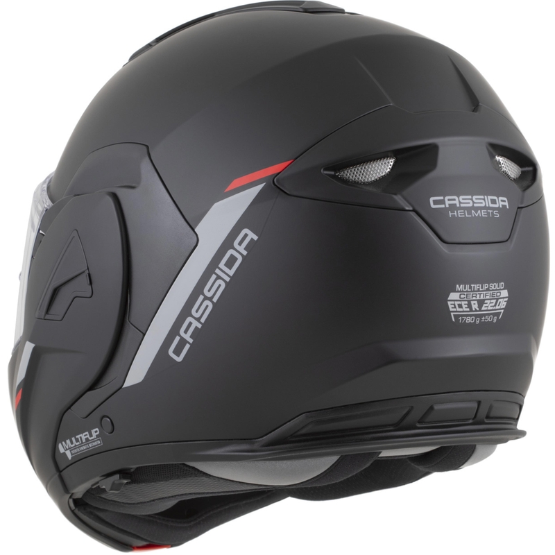 Cască de motocicletă Cassida MultiFlip Korp flip-up negru mat-roșu-gri