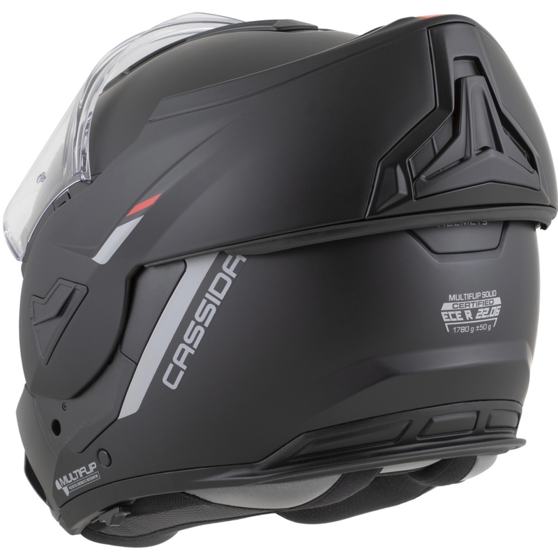 Cască de motocicletă Cassida MultiFlip Korp flip-up negru mat-roșu-gri