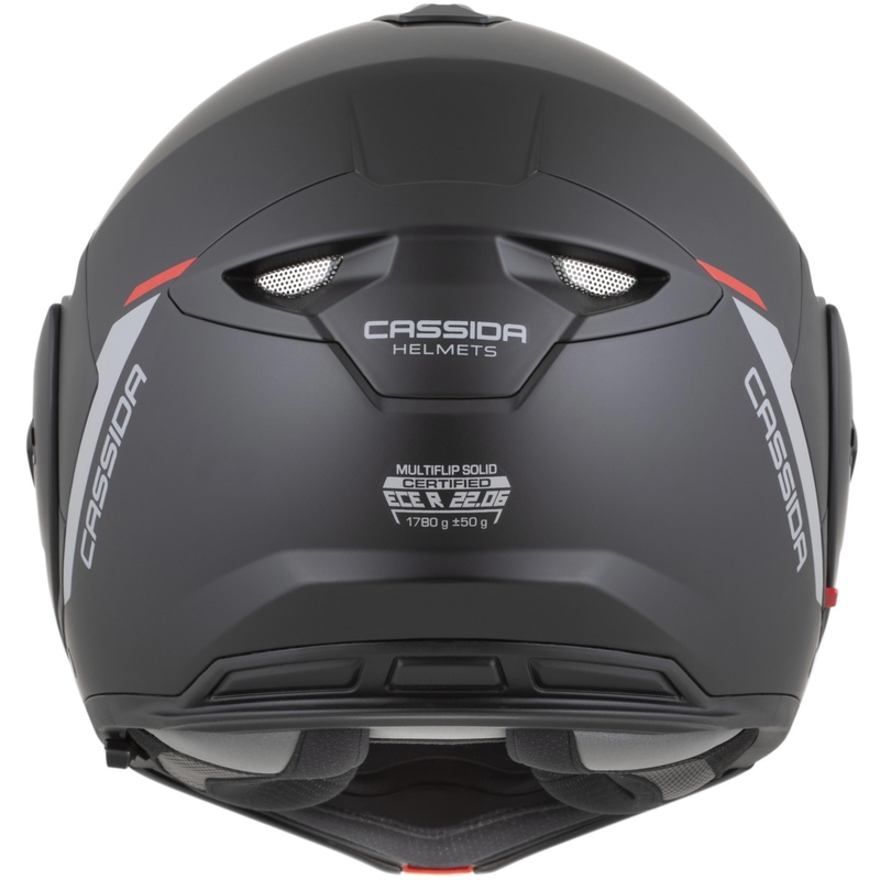 Cască de motocicletă Cassida MultiFlip Korp flip-up negru mat-roșu-gri