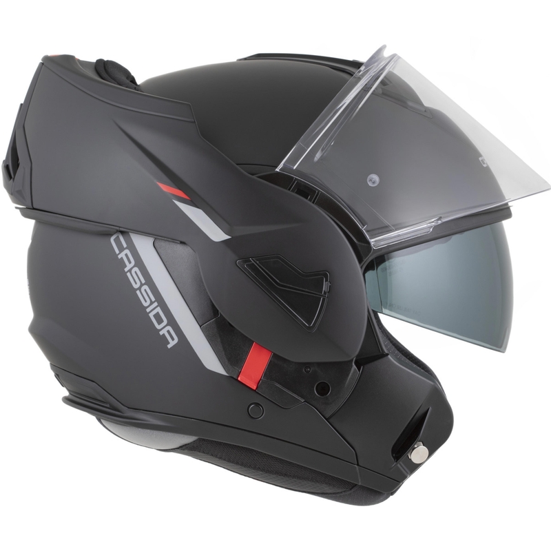Cască de motocicletă Cassida MultiFlip Korp flip-up negru mat-roșu-gri
