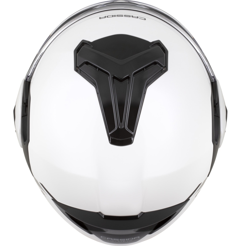 Cască de motocicletă Cassida MultiFlip Solid flip-up, alb-negru perlat