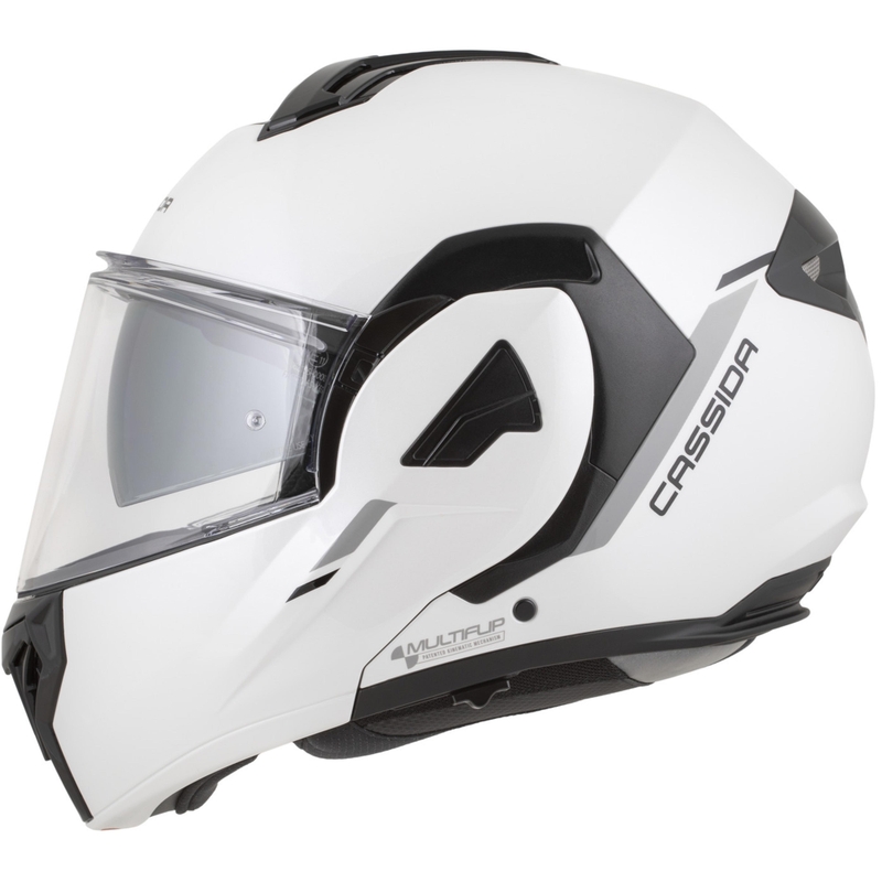 Cască de motocicletă Cassida MultiFlip Solid flip-up, alb-negru perlat