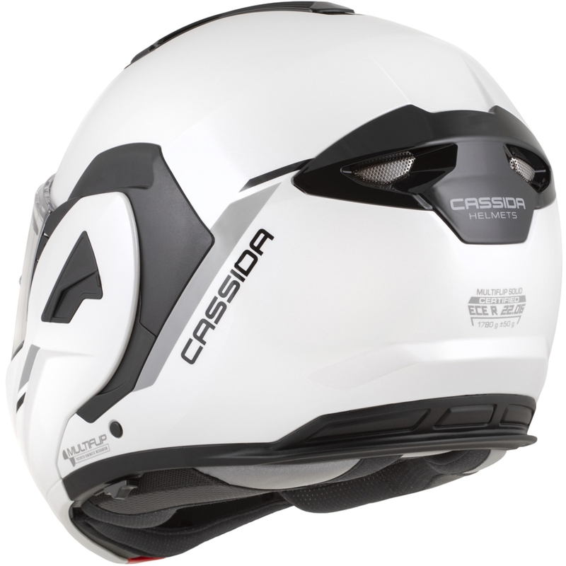 Cască de motocicletă Cassida MultiFlip Solid flip-up, alb-negru perlat