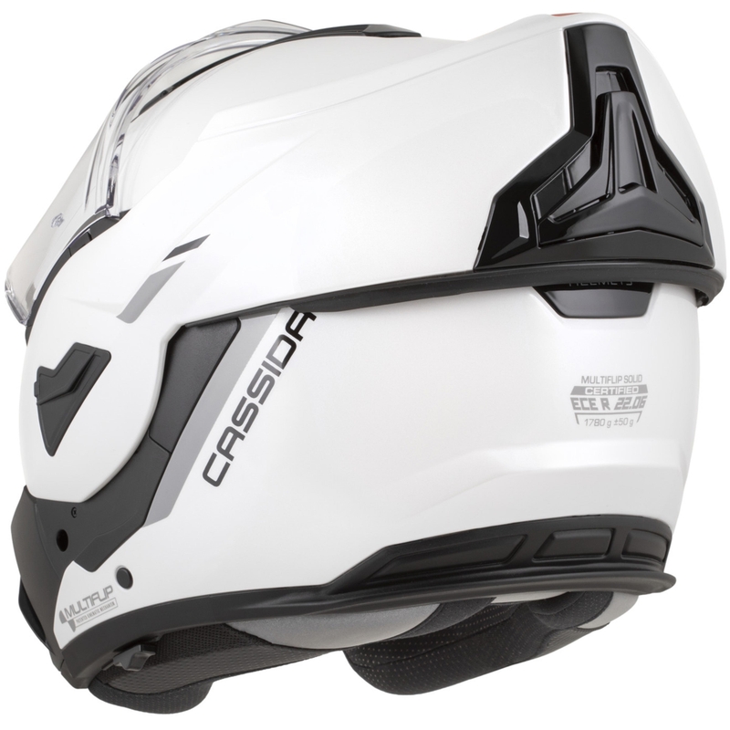 Cască de motocicletă Cassida MultiFlip Solid flip-up, alb-negru perlat